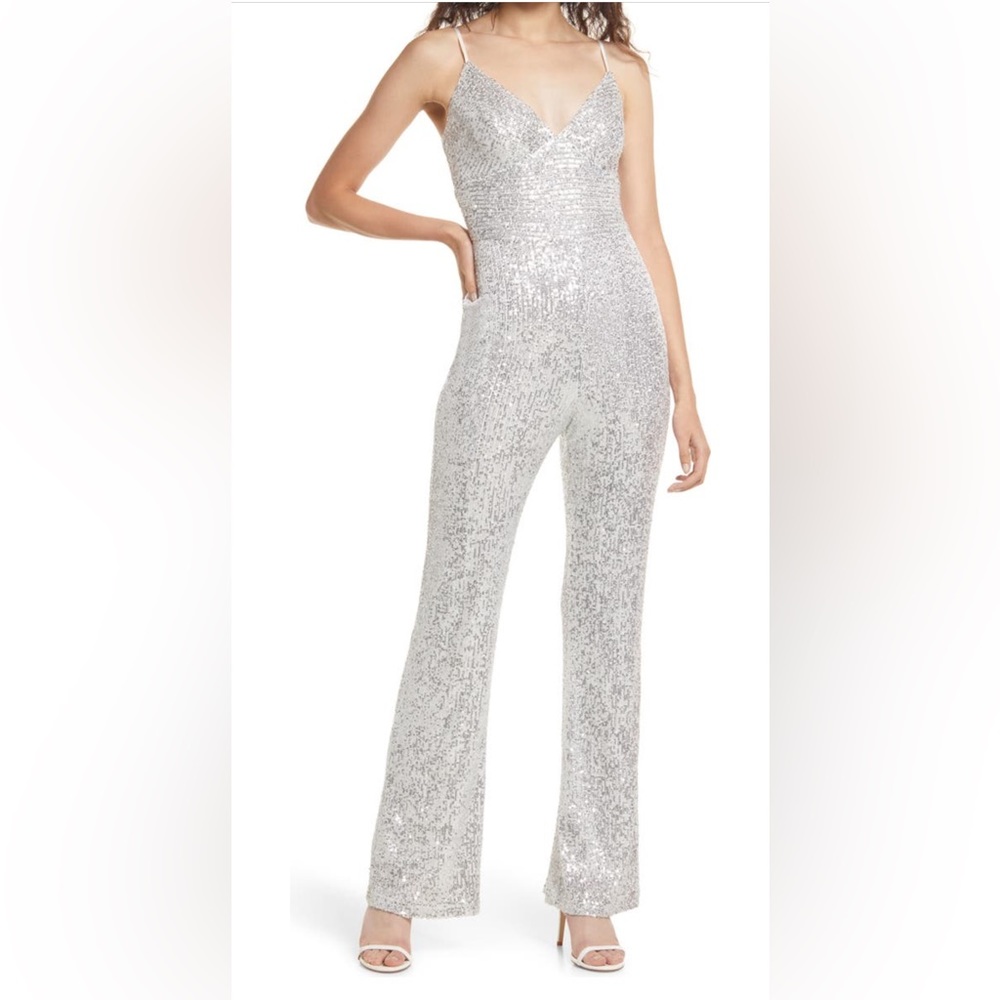 Lulus | Solis Sequin Sleeveless Jumpsuit | Size M